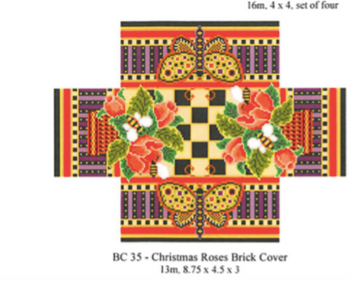 BC35 Brick Cover, 8.75 x 4.5 x 3 Christmas Roses 13 Mesh CanvasWorks