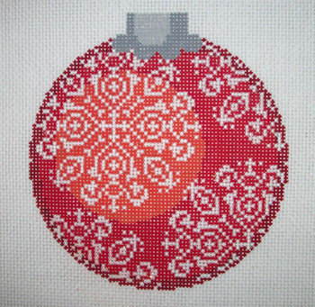 CO28A Snowflake 1 Red 18 Mesh 4" round Ornament CanvasWorks