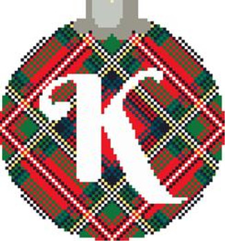 CO26A Royal Stewart With Letter Christmas 18 Mesh 4" round Ornament CanvasWorks