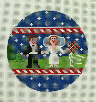 CTT2J2 Wedding Couple 18 Mesh 4" round Ornament CanvasWorks