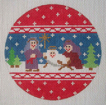 CTT2E Mary, Joseph, And Jesus 18 Mesh 4" round Ornament CanvasWorks