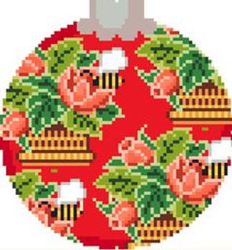 CO21 Red Christmas Roses 4 x 4 18 Mesh Ornament CanvasWorks