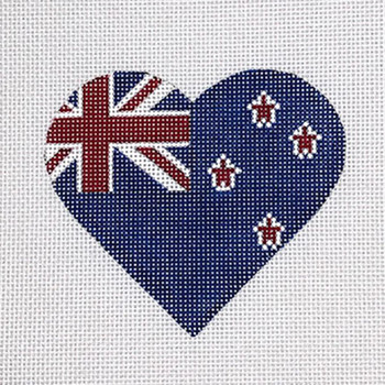 HT31 New Zealand Flag Heart  3.25 x 3.75 18 Mesh Pepperberry Designs 