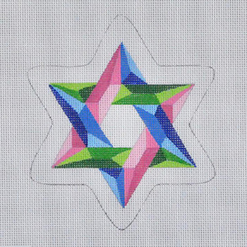JUD05 TrI-Colored Star of David 4.75 x 5.5  18 Mesh Pepperberry Designs 
