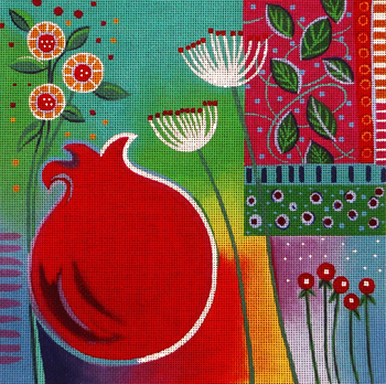 LB110 Pomegranate Whimsy 12x12 13  Mesh Laura Bolter Gone Stitching 