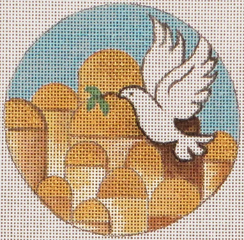 LL114 Dove Ornament  4 x 4 18 Mesh Laurie Ludwin Gone Stitching 