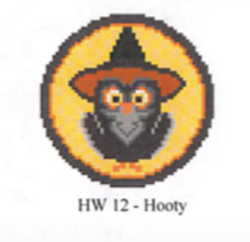 HW12 Halloween Hooty 3" Round 18 Mesh CanvasWorks