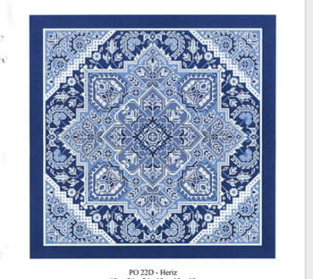 PO22D Heriz Blue and White 24 x 24 13 Mesh CanvasWorks
