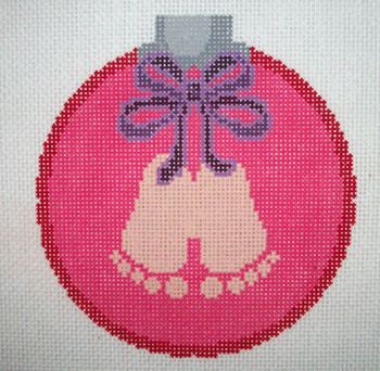 CO32C Bright Pink Girl's First Christmas  4 x 4 18 Mesh CanvasWorks 