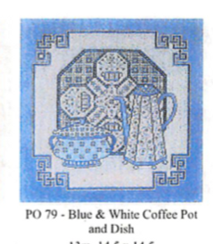 PO79 Blue & White Coffee Pot and Dish 4.5 X 14.5 13 Mesh CanvasWorks