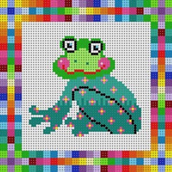 X-076 Colorful Frog #1 13 Mesh 51⁄2x51⁄2 Treglown Designs