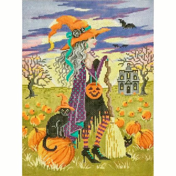 4064 Alice Peterson Designs WITCH IN A PUMPKIN PATCH 13 Mesh 9 x 12