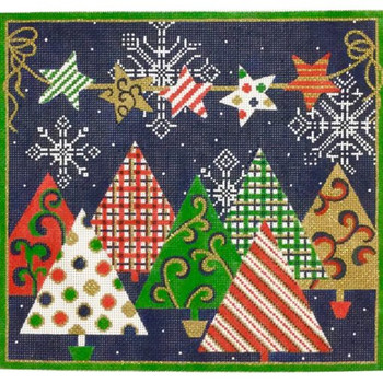 4061 Alice Peterson Designs PATTERNED CHRISTMAS TREES 13 Mesh 12 x 11