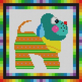 X-093 Colorful Dog II 13 Mesh 61⁄4x61⁄4 Treglown Designs