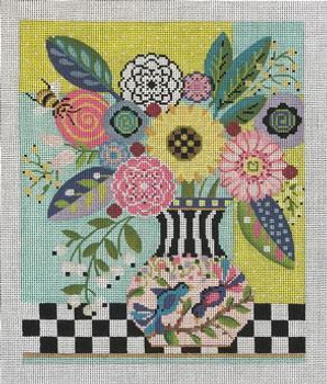 KCA43-18 Celebration Floral 18 Mesh 7.5"w x 9.25"h With Stitch Guide KELLY CLARK STUDIO, LLC