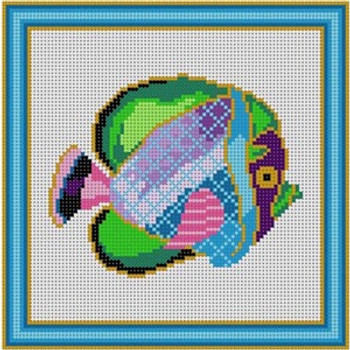 X-136 Blue & Green Fish13 Mesh 6x6 Treglown Designs