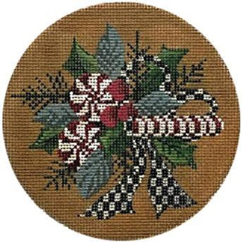 KCN245 A Peppermint Christmas Round 4.5" Round - 18 Mesh KELLY CLARK STUDIO, LLC