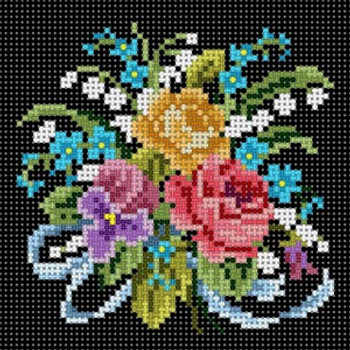 X-201 Floral Bouquet Blk Bkg13 Mesh 5x5 Treglown Designs