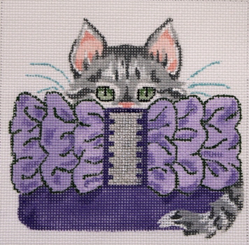 KL1004 Grey Kitten  in purple clutch 13 Mesh KAMALA