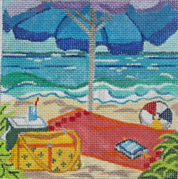 KL1141 TROPICAL BEACH SCENE:  Day at the Beach  5 x 5  13 Mesh KAMALA