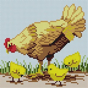 X-214 Hen & Chicks 13 Mesh 51⁄2x51⁄2 Treglown Designs