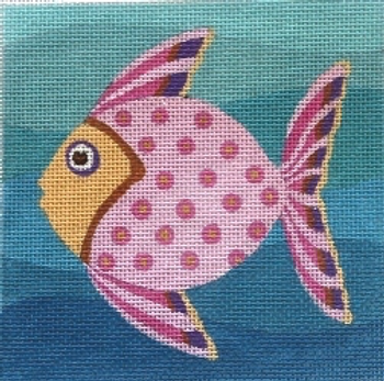 715 PINK FISH  5 x 5 18 Mesh DESIGNS by Florence Schiavo