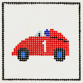 A36-Z Race Car 5.5"w x 6"h - 10 Mesh  DeElda Needleworks Beginner Needlepoint kit