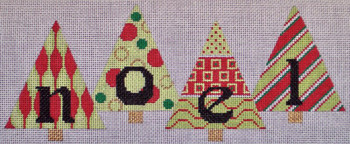 CH307C-13 Christmas Trees 'Noel' - red & green - 13 count 4 x 9.5  EyeCandy Needleart