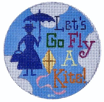 HO1951 LETS GO FLY A KITE ORNAMENT 3.5 Inch round 18 Mesh Raymond Crawford Designs