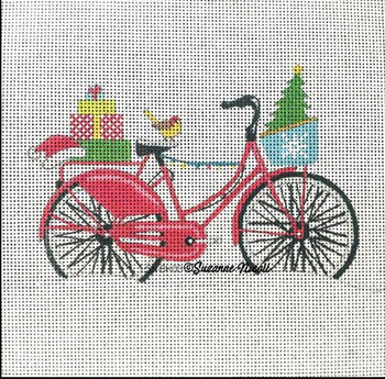 SN-BK03 Merry Xmas Bike 6x6 18 Mesh Suzanne Nicoll