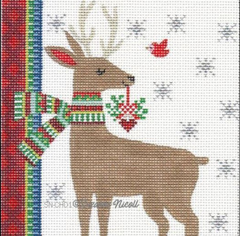 SN-CH01B ‘Tis the Deer on 13 Mesh 8x8 Suzanne Nicoll