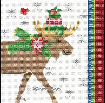 SN-CH02B Tis the Moose on 13 Mesh 8 x 8 Suzanne Nicoll