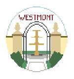BT811 Westmont College 4" diameter 18 Mesh Kathy Schenkel Designs