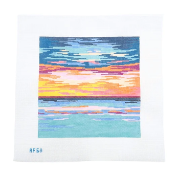 Sunset AF60: 9.25" x 9.25" 14 Mesh Anne Fisher Needlepoint, llc