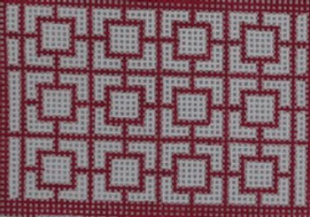 WCC20 wallet geometric squares hot pink  3.25 x 2.25 18 Mesh Kristine Kingston Needlepoint Designs