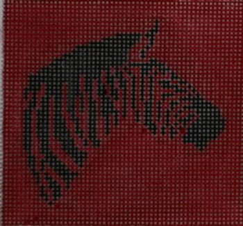 SS5 Zebra on Red 3" Square 18 Mesh Kristine Kingston Needlepoint Designs