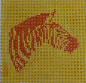 SS10 Zebra orange on Yellow  3" Square 18 Mesh Kristine Kingston Needlepoint Designs