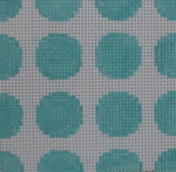 SS15 Geometric dots in squares - torquoise 3" Square 18 Mesh Kristine Kingston Needlepoint Designs