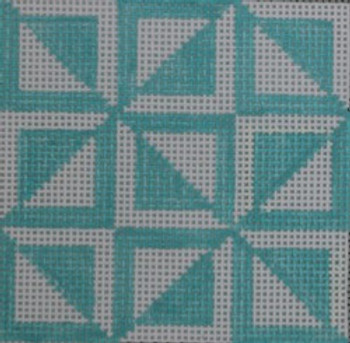 SS17 geometric square/triangle - torquoise  3" Square 18 Mesh Kristine Kingston Needlepoint Designs