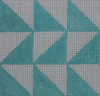 SS18 Geometric 1/2 squares - torquoise 3" Square 18 Mesh Kristine Kingston Needlepoint Designs