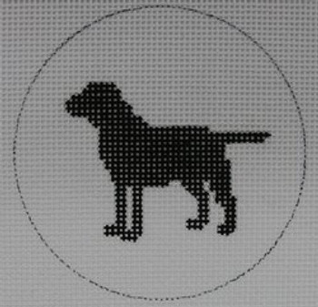 MO110 Black Lab  3" Round 18 Mesh Kristine Kingston Needlepoint Designs