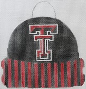 CC100 Texas Tech Cap 4.25 x 4.5 18 Mesh Kristine Kingston Needlepoint Designs