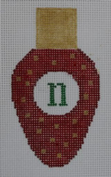 LB05 Christmas Lightbulb Red with Gold Dots  2.25 x 3.5 18 Mesh Kristine Kingston Needlepoint Designs