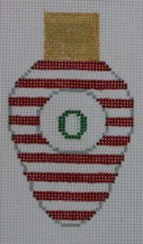 LB06 Christmas Lightbulb Red and White Stripes 2.25 x 3.5 18 Mesh Kristine Kingston Needlepoint Designs