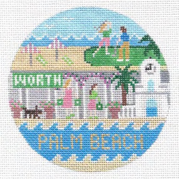 Palm Beach Florida 4.25 x 4.25 18 Mesh Doolittle Stitchery R327