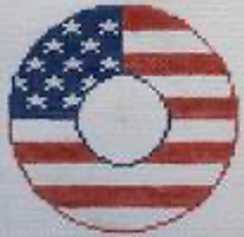 RD 125 Flag 18 Mesh 3.5" round Includes monogram chart Rachel Donley Needlepoint Designs