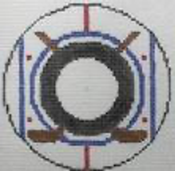 RD 149 Hockey 18 Mesh 3.5" round Includes monogram chart Rachel Donley Needlepoint Designs