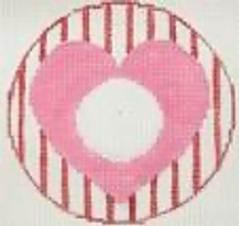 RD 147  Rachel Donley Needlepoint Designs Heart Monogram Round 18M 3.5 Round