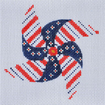 CH-145 Striped Pinwheel 3 ¾ x 3 ¾ 18 Mesh With Stitch Guide CH Designs