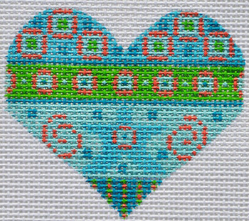 CH-179 Heart 6  3 x 2 ½ 18 Mesh With Stitch Guide CH Designs
